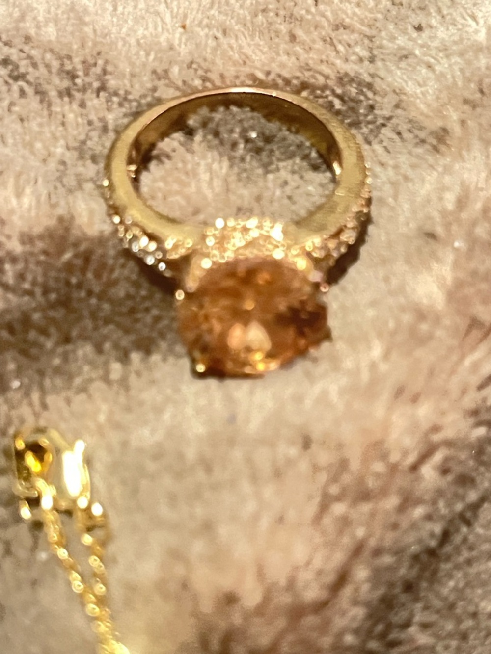 Gold-Tone Orange Crystal Cocktail Ring - Women Jewelry